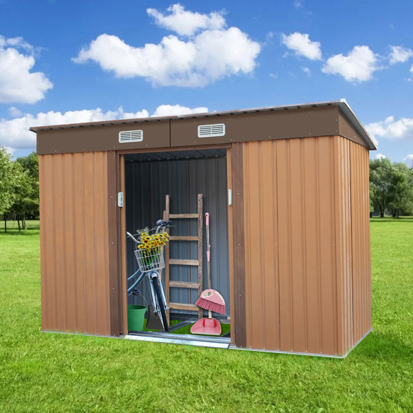 Jaxsunny Ft W X Ft D Metal Lean To Storage Shed Reviews Wayfair